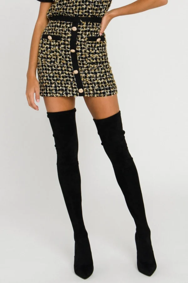 ENDLESS ROSE Skirts*- Metallic Tweed Mini Skirt