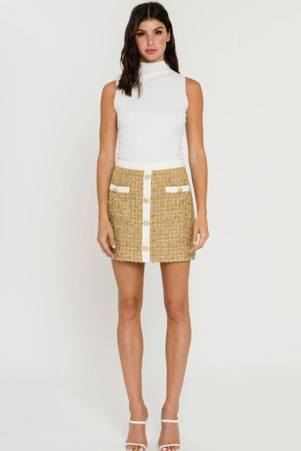ENDLESS ROSE Skirts*- Metallic Tweed Mini Skirt