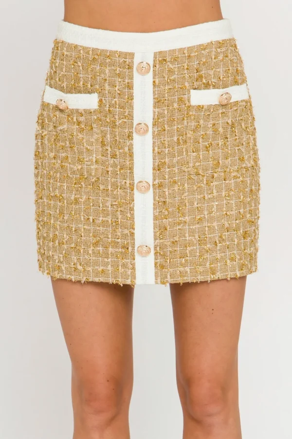 ENDLESS ROSE Skirts*- Metallic Tweed Mini Skirt