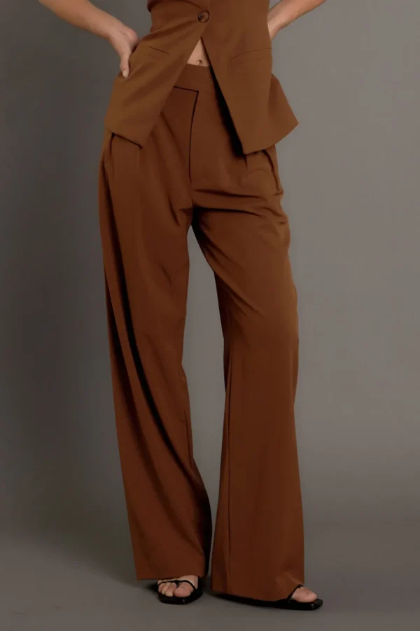 ENDLESS ROSE Pants | Tops*- Mid RIse Pleated Wide leg Trousers