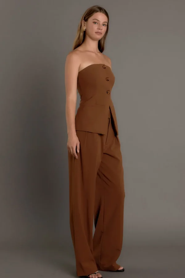 ENDLESS ROSE Pants | Tops*- Mid RIse Pleated Wide leg Trousers
