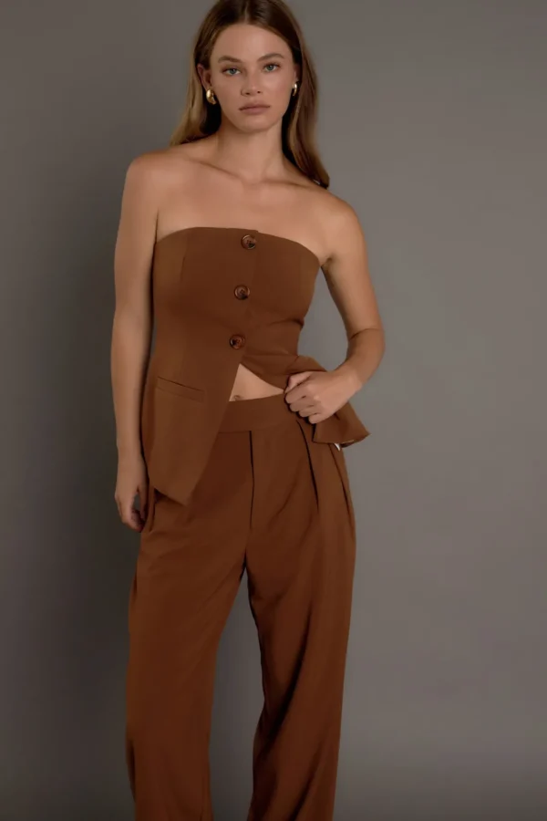 ENDLESS ROSE Pants | Tops*- Mid RIse Pleated Wide leg Trousers