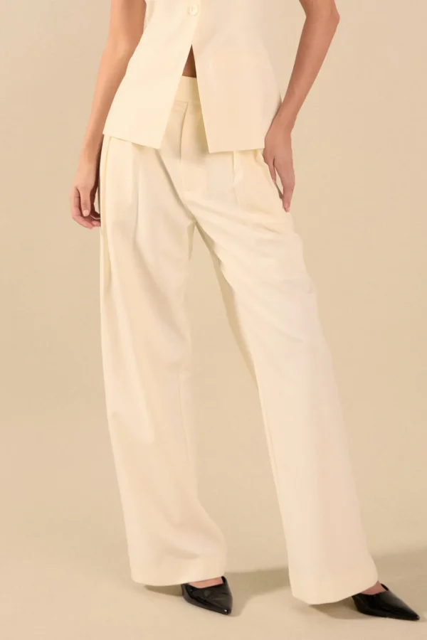 ENDLESS ROSE Pants | Tops*- Mid RIse Pleated Wide leg Trousers