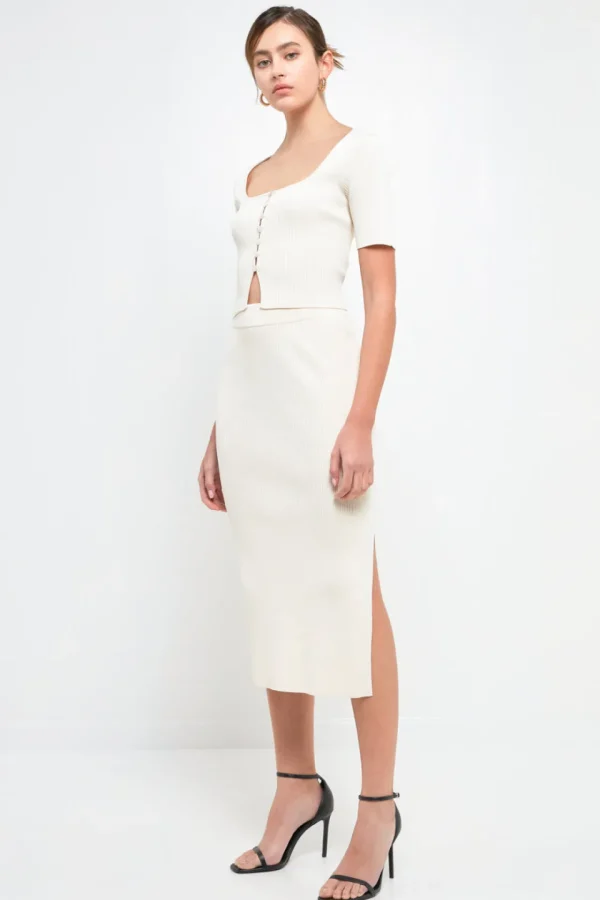 ENDLESS ROSE Skirts | Tops*- Midi Knit Skirt with Side Slit
