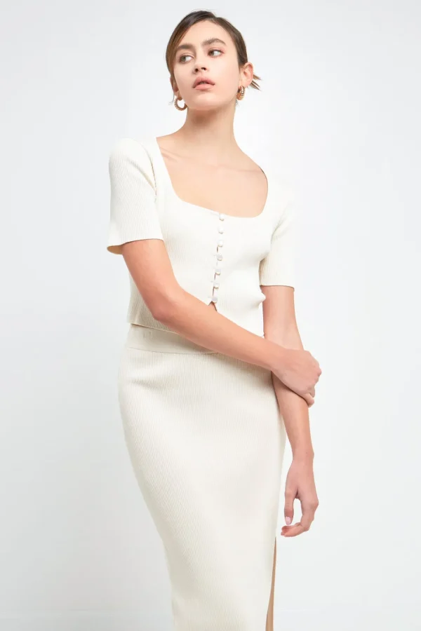 ENDLESS ROSE Skirts | Tops*- Midi Knit Skirt with Side Slit