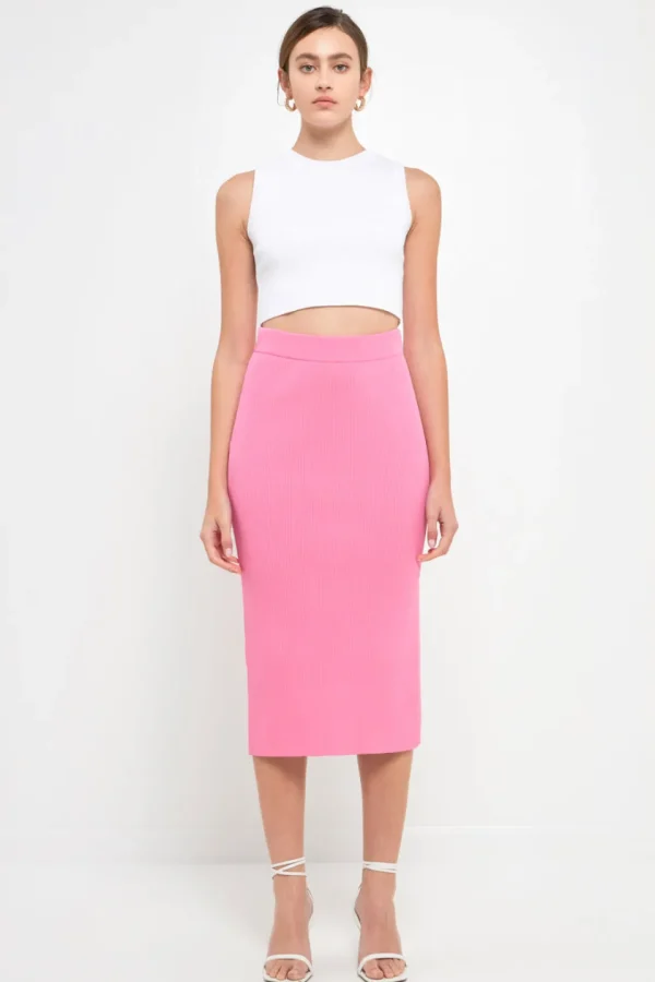 ENDLESS ROSE Skirts | Tops*- Midi Knit Skirt with Side Slit