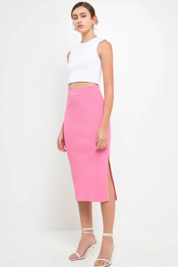 ENDLESS ROSE Skirts | Tops*- Midi Knit Skirt with Side Slit