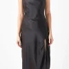 ENDLESS ROSE Satin Dresses | Tops*- Midi Satin Slip Dress BLACK