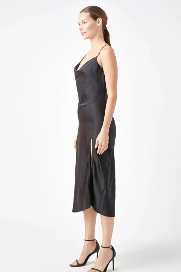 ENDLESS ROSE Satin Dresses | Tops*- Midi Satin Slip Dress BLACK