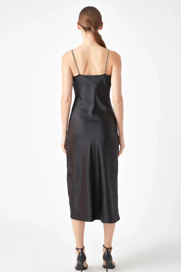 ENDLESS ROSE Satin Dresses | Tops*- Midi Satin Slip Dress BLACK