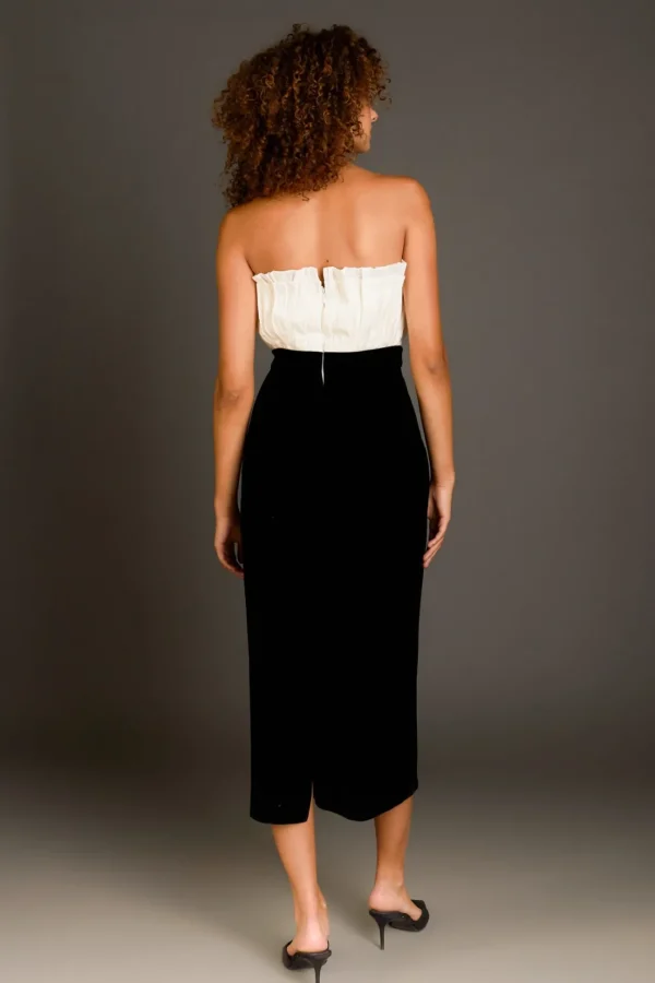 ENDLESS ROSE Strapless | Tops*- Mix Media Velvet Strapless Midi Dress IVORY