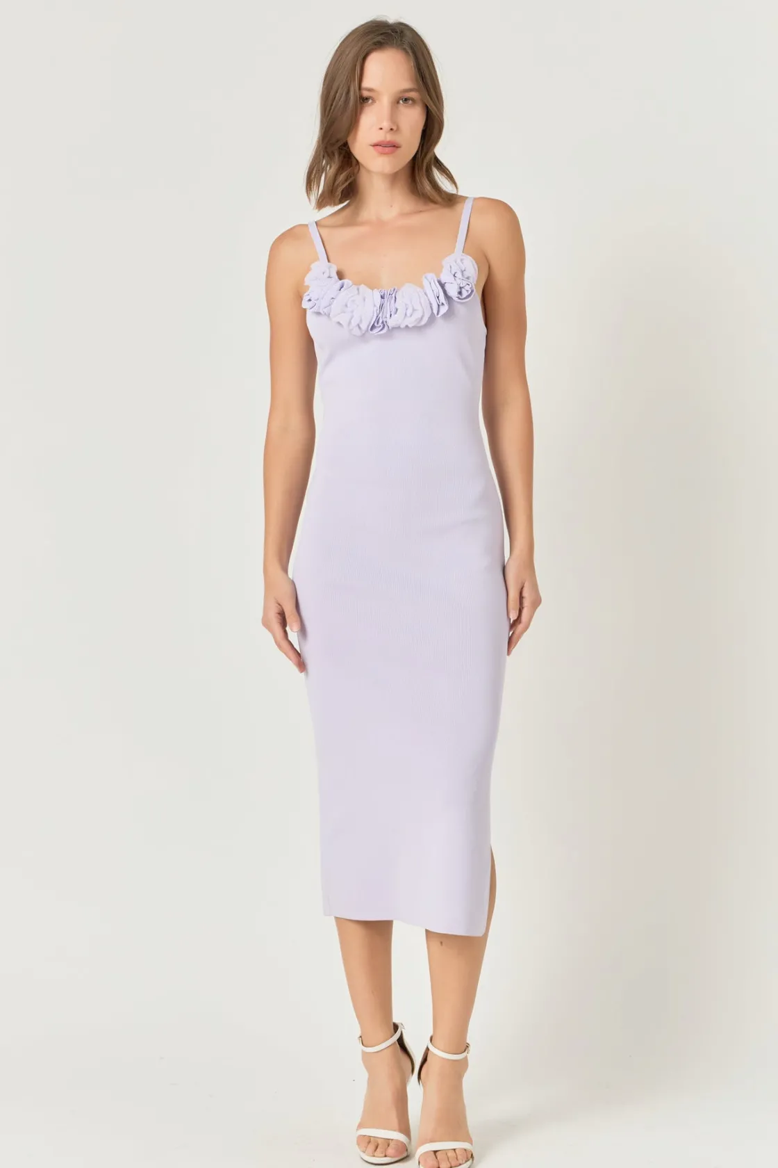 endless_rose__mixed_d_flo_4.webp ENDLESS ROSE Bodycon Dresses | Tops*- Mixed 3D Flower Knit Maxi Dress