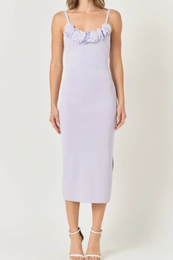 ENDLESS ROSE Bodycon Dresses | Tops*- Mixed 3D Flower Knit Maxi Dress
