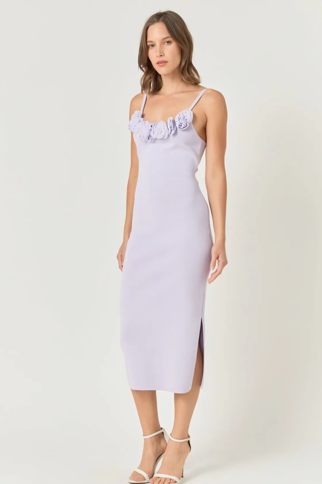 endless_rose__mixed_d_flo_6.webp ENDLESS ROSE Bodycon Dresses | Tops*- Mixed 3D Flower Knit Maxi Dress