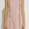 ENDLESS ROSE Tops*- Mixed Media A Line Dress with Ruffle Details POWDERPINK