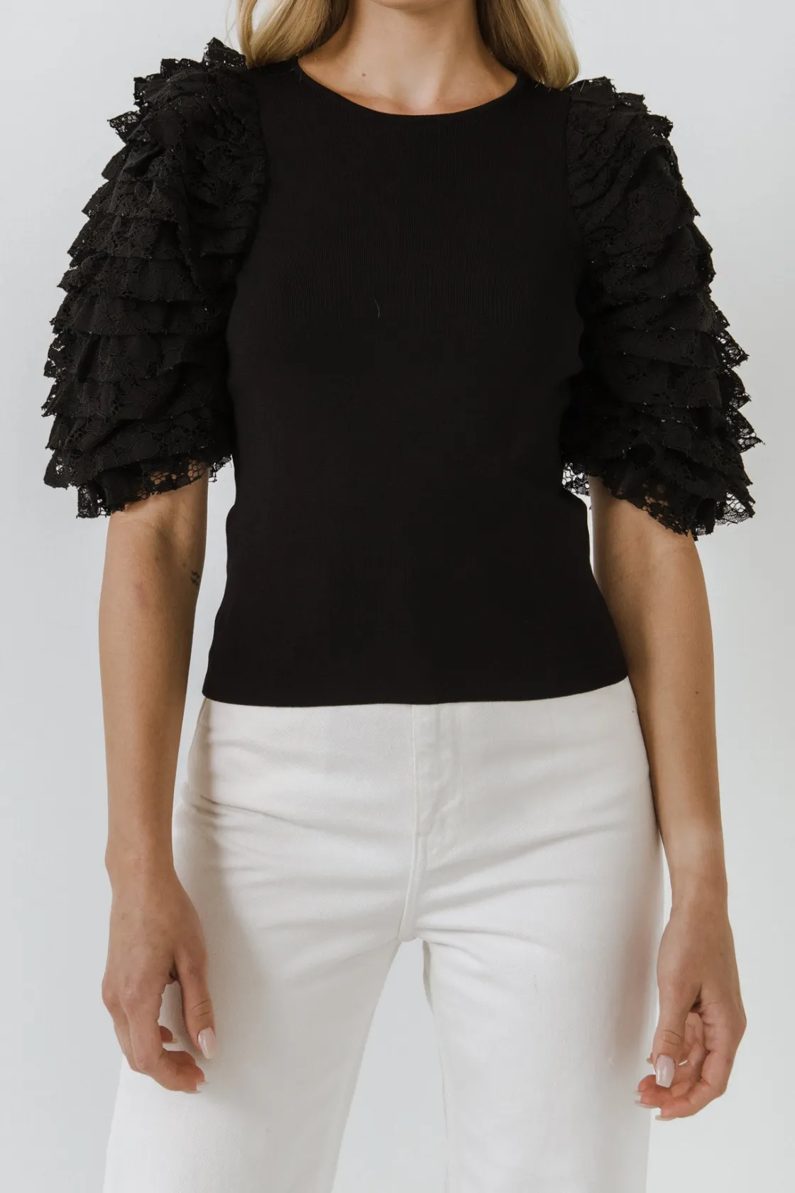 endless_rose__mixed_media_0-3.webp ENDLESS ROSE Tops*- Mixed Media Contrast Sleeve Top