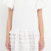 ENDLESS ROSE White Dresses | Tops*- Mixed Media Mini Dress WHITE
