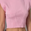 ENDLESS ROSE Tops*- Mock Neck Padded Knit Top