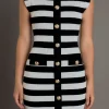 ENDLESS ROSE Sweaters & Knits | Tops*- Mock Neck Striped Mini Dress BLACK/WHITE