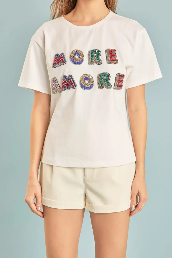 ENDLESS ROSE Tops*- More Amore Embellished Sweatshirt WHITE