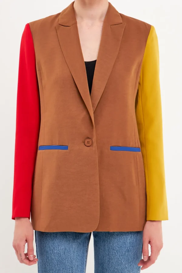 ENDLESS ROSE Blazers | Tops*- Multi Colorblock Blazer BROWNMULTI