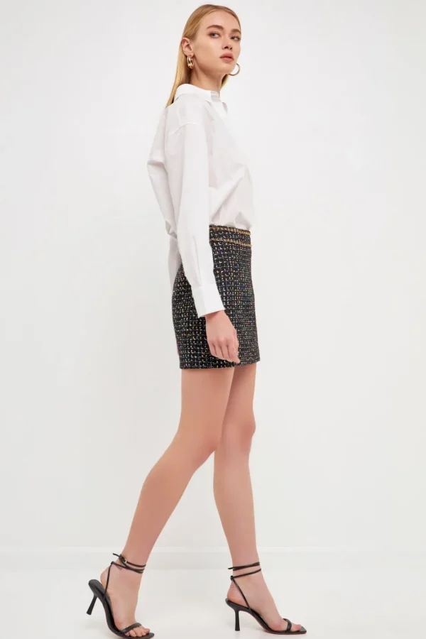 ENDLESS ROSE Skirts*- Multi Color Tweed Mini Skirt BLACKMULTI