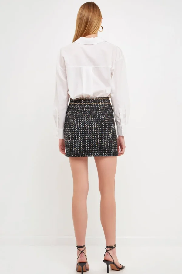 ENDLESS ROSE Skirts*- Multi Color Tweed Mini Skirt BLACKMULTI