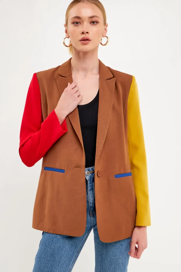 ENDLESS ROSE Blazers | Tops*- Multi Colorblock Blazer BROWNMULTI