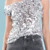 ENDLESS ROSE Tops*- Multi Sequins Sleeveless Top SILVER