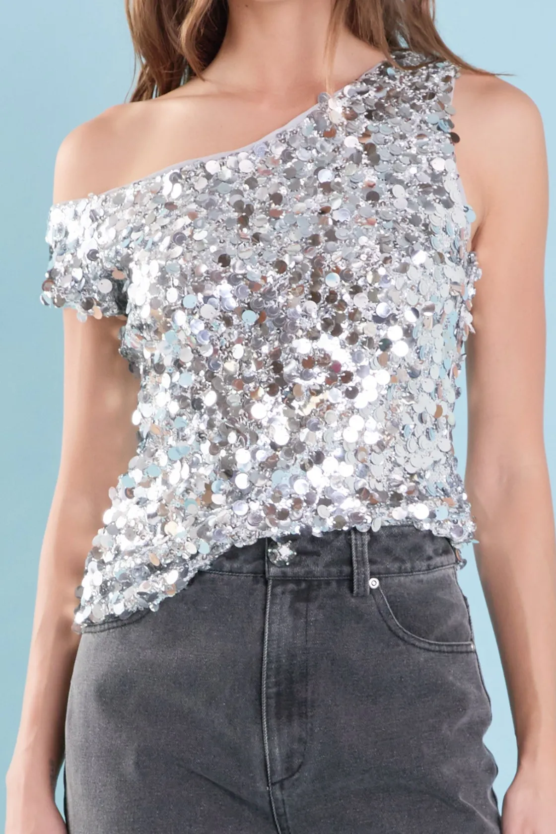 endless_rose__multi_sequi_0.webp ENDLESS ROSE Tops*- Multi Sequins Sleeveless Top SILVER