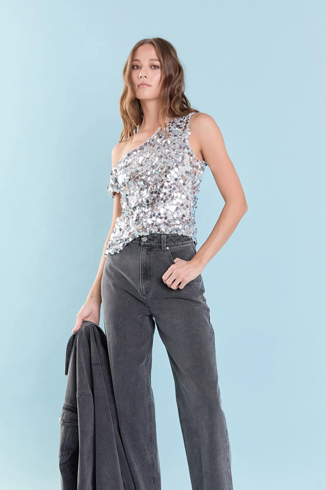 endless_rose__multi_sequi_3.webp ENDLESS ROSE Tops*- Multi Sequins Sleeveless Top SILVER