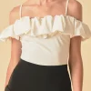 ENDLESS ROSE Tops*- Off Shoulder Bubble Top WHITE