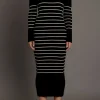 ENDLESS ROSE Sweaters & Knits | Tops*- Off Shoulder Fold Striped Maxi Dress BLACK/NUDE