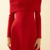 ENDLESS ROSE Sweaters & Knits | Tops*- Off Shoulder MIni Flare Knit Dress RED