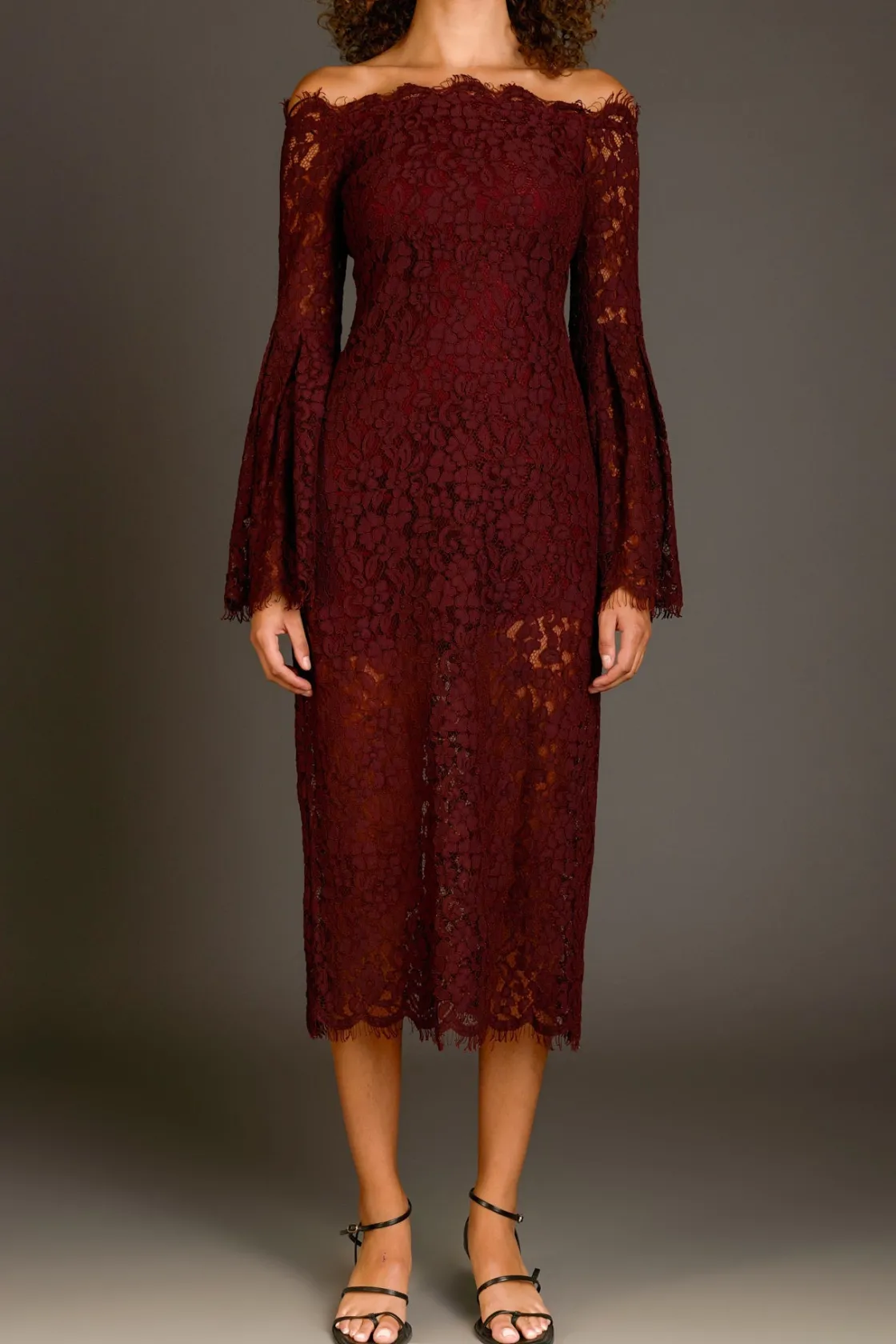 endless_rose__off_shoulde_0-5.webp ENDLESS ROSE Lace Dresses | Tops*- Off Shoulder Lace Maxi Dress BURGUNDY