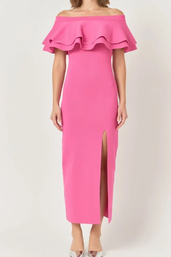 ENDLESS ROSE Sweaters & Knits | Tops*- Off the Shoulder Ruffle Maxi Dress