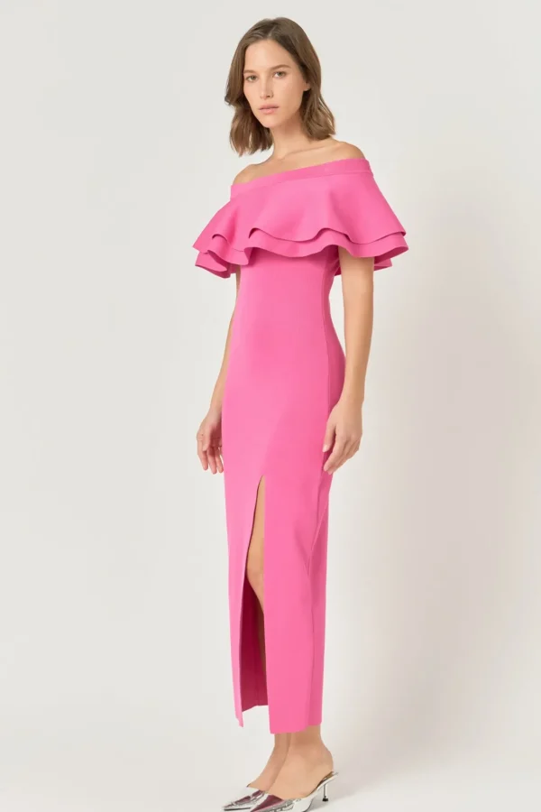 ENDLESS ROSE Sweaters & Knits | Tops*- Off the Shoulder Ruffle Maxi Dress
