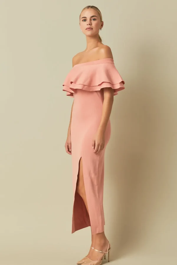 ENDLESS ROSE Sweaters & Knits | Tops*- Off the Shoulder Ruffle Maxi Dress