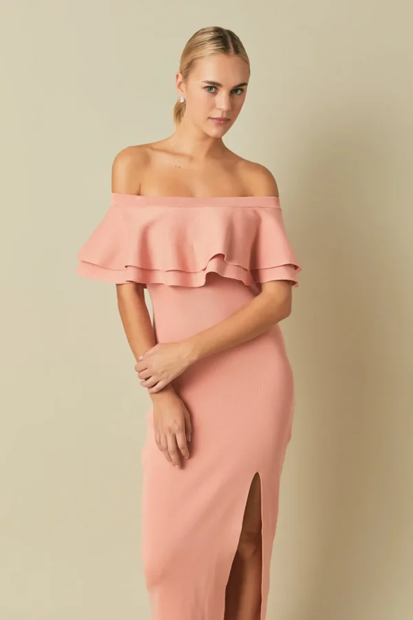 ENDLESS ROSE Sweaters & Knits | Tops*- Off the Shoulder Ruffle Maxi Dress