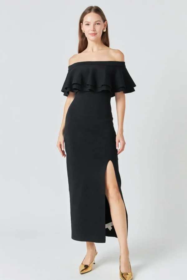 ENDLESS ROSE Sweaters & Knits | Tops*- Off the Shoulder Ruffle Maxi Dress
