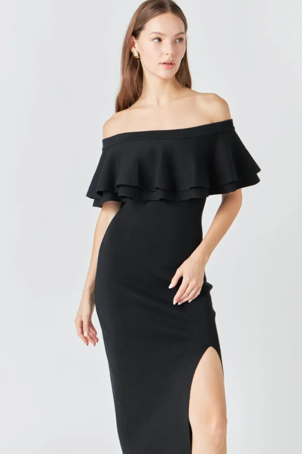 ENDLESS ROSE Sweaters & Knits | Tops*- Off the Shoulder Ruffle Maxi Dress