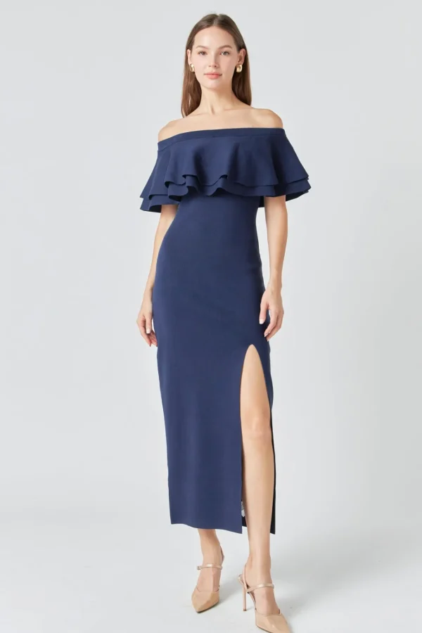 ENDLESS ROSE Sweaters & Knits | Tops*- Off the Shoulder Ruffle Maxi Dress