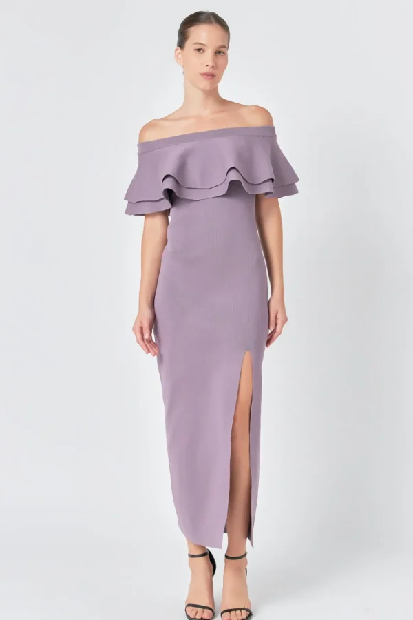 ENDLESS ROSE Sweaters & Knits | Tops*- Off the Shoulder Ruffle Maxi Dress
