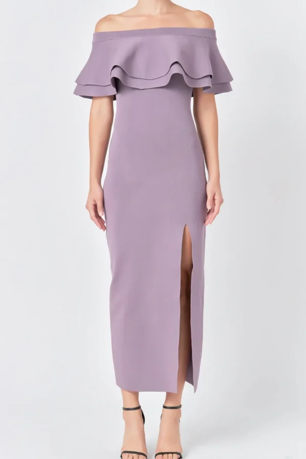 ENDLESS ROSE Sweaters & Knits | Tops*- Off the Shoulder Ruffle Maxi Dress