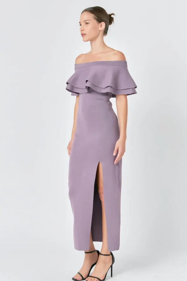 ENDLESS ROSE Sweaters & Knits | Tops*- Off the Shoulder Ruffle Maxi Dress
