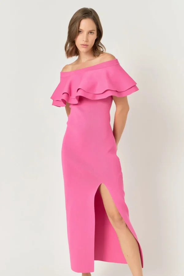 ENDLESS ROSE Sweaters & Knits | Tops*- Off the Shoulder Ruffle Maxi Dress