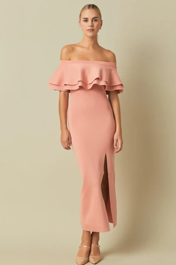 ENDLESS ROSE Sweaters & Knits | Tops*- Off the Shoulder Ruffle Maxi Dress