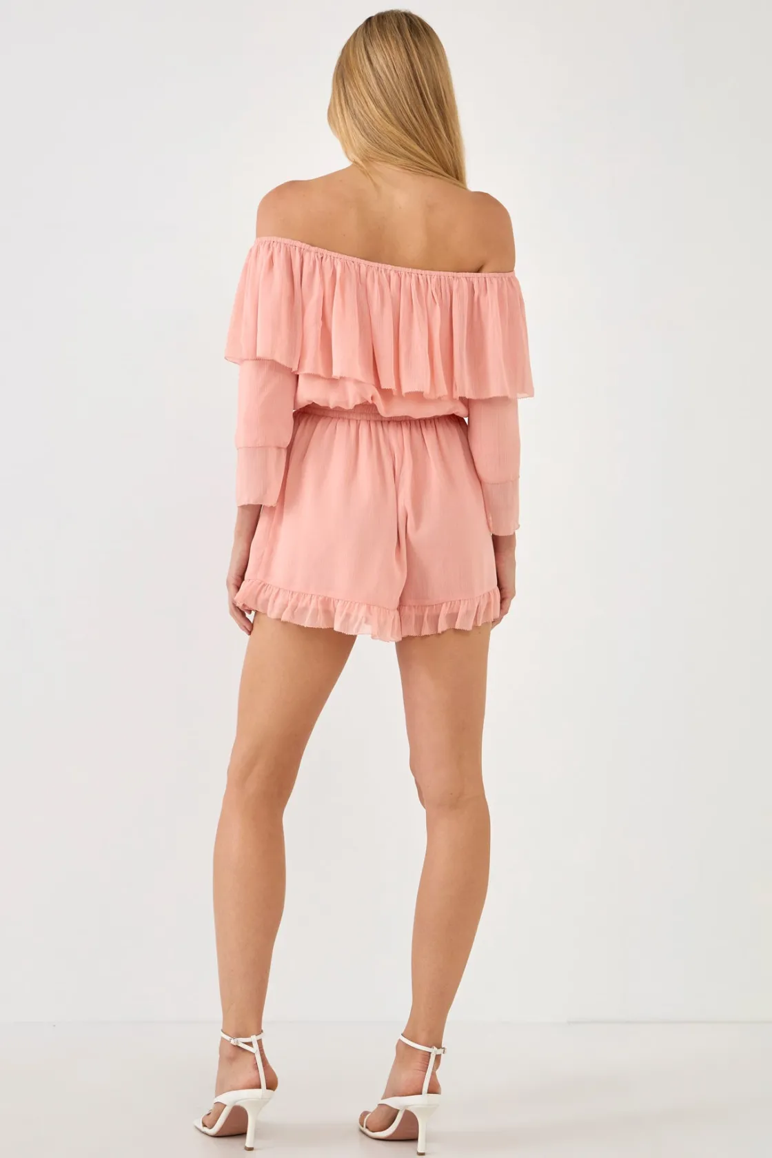 endless_rose__offshoulder_2.webp ENDLESS ROSE Tops*- Off-shouldered Romper with Stitch Detail BLUSH