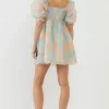 ENDLESS ROSE Tops*- Ombre Puff MIni Dress MULTI
