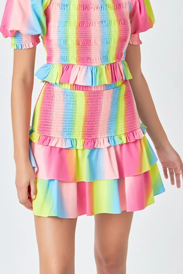 ENDLESS ROSE Skirts | Tops*- Ombre Stripe Smocked Skirt MULTI